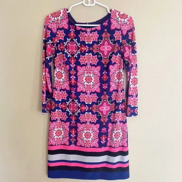 Vince Camuto | Dresses | Vince Camuto Pink Purple Floral Print Shift Dress  Sz 2 | Poshmark
